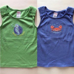 Gymboree Mermaid Magic Tank Top 6 Lot Green Seahorse Blue Crab Cotton